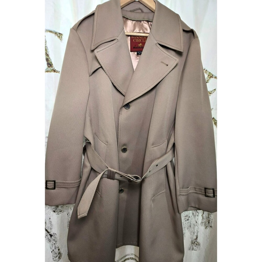 Vintage Winner's Circle by Rainfair Trench Coat Tan Belted Double Breasted